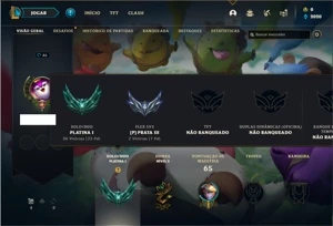 Conta platina 1 com 28 Champs e 5 Skins + 18 Fragmentos - League of Legends LOL