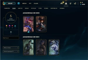 Conta platina 1 com 28 Champs e 5 Skins + 18 Fragmentos - League of Legends LOL
