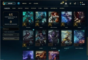 Conta platina 1 com 28 Champs e 5 Skins + 18 Fragmentos - League of Legends LOL