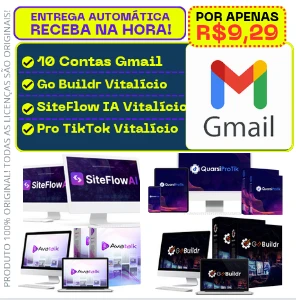10 Contas Gmail + Gobuildr + Siteflowia + Protiktok