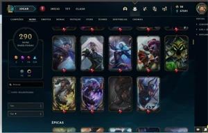 Conta LOL TOP Main LVL 682+57kk de Essência Azul+290skins - League of Legends