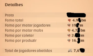 CONTA 100/700 NAS ARMAS NOVAS, 300M DE FAMA AMARELA SOBRANDO - Albion Online