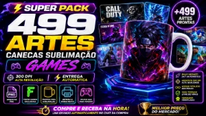 ⚡ Super Pack 499 Artes Canecas Sublimação Games | 300 Dpi | - Outros