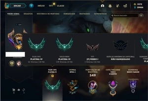 Conta Platina 4 com TODOS os champs e 213 Skins + 2 Raras - League of Legends LOL