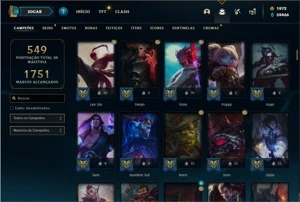 Conta Platina 4 com TODOS os champs e 213 Skins + 2 Raras - League of Legends LOL