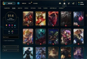 Conta Platina 4 com TODOS os champs e 213 Skins + 2 Raras - League of Legends LOL