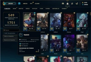 Conta Platina 4 com TODOS os champs e 213 Skins + 2 Raras - League of Legends LOL