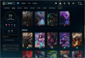 Conta bronze 1 com 26 skins e 64 champs - League of Legends LOL