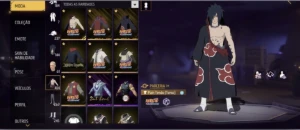 1 X 400 Peita +Melhores Skins Naruto,Fitinha+Arma Evolutiva - Free Fire