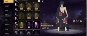 1 X 400 Peita +Melhores Skins Naruto,Fitinha+Arma Evolutiva - Free Fire