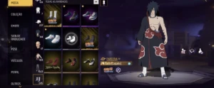 1 X 400 Peita +Melhores Skins Naruto,Fitinha+Arma Evolutiva - Free Fire