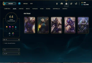 Conta ouro 4 com 80 Champs e 64 Skins ( MAIN SUP ) - League of Legends LOL