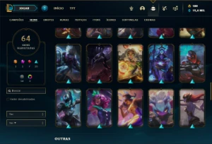 Conta ouro 4 com 80 Champs e 64 Skins ( MAIN SUP ) - League of Legends LOL