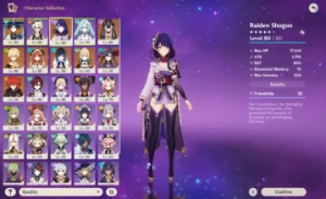 Ar55 Raiden+Jade Yelan+Harpa Wanderer Cyno Nilou+5 Armas T5✨ - Genshin Impact