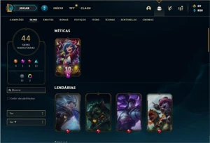 Conta prata 3 com 90 Champs e 44 Skins - League of Legends LOL