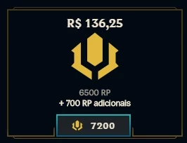 7200 Riot Points - League of Legends LOL