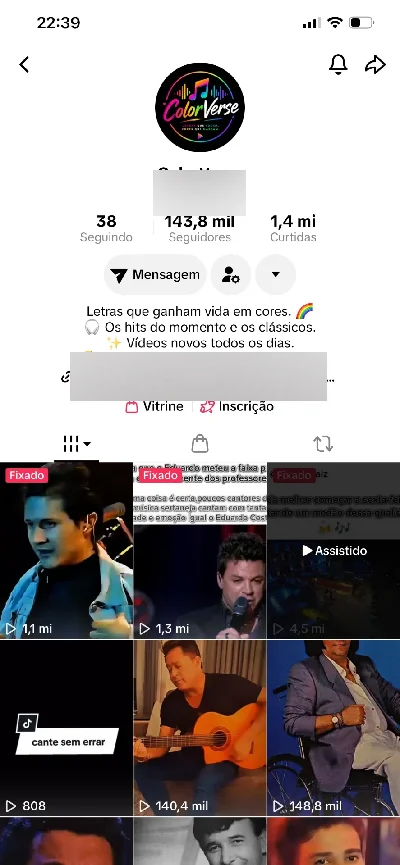 Conta com 143 mil seguidores, engajada, monetizada. - Redes Sociais