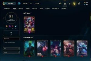 Conta ferro 1 com 78 Champs e 51 Skins + 110 Espolios - League of Legends LOL