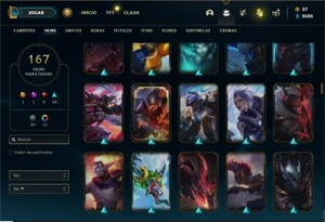 Conta diamante 4 com 155 Champs e 167 Skins + 7 Vitoriosas - League of Legends LOL
