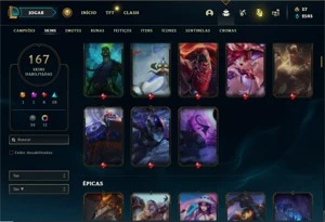 Conta diamante 4 com 155 Champs e 167 Skins + 7 Vitoriosas - League of Legends LOL
