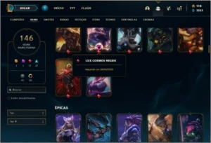 Conta platina 4 (MAIN SUP), com 141 champs e 146 skins - League of Legends LOL