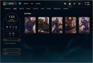 Conta platina 4 (MAIN SUP), com 141 champs e 146 skins - League of Legends LOL