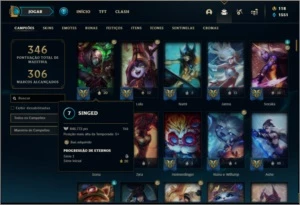 Conta platina 4 (MAIN SUP), com 141 champs e 146 skins - League of Legends LOL