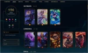 Conta LoL Plat 3/Todos os campeões/126 skins/ lvl 100 - League of Legends