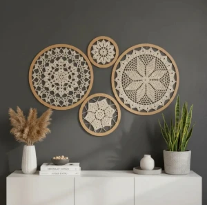 Painel de 4 Mandalas em Crochê - Artesanato e Personalizados