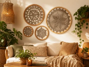 Painel de 4 Mandalas em Crochê - Artesanato e Personalizados
