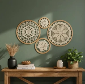 Painel de 4 Mandalas em Crochê - Artesanato e Personalizados