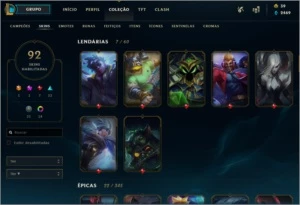 conta league of legends diamante 3 faltam 6 champs 92 skins LOL