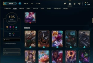 Conta plat 2 com TODOS os champs e 105 skins  MAIN ADC / MID - League of Legends LOL