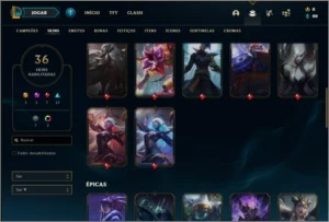 Conta prata 4 com 57 champs e 36 skins - League of Legends LOL