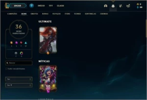 Conta prata 4 com 57 champs e 36 skins - League of Legends LOL