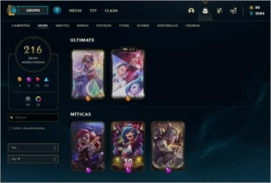 Conta Lol level 232 com 216 Skins +25 pontos de prestígio - League of Legends