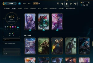 Ouro 4 com 105 Champs e 102 Skins ( JG / MID ) - League of Legends LOL