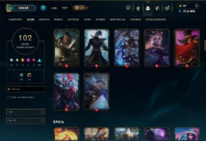 Ouro 4 com 105 Champs e 102 Skins ( JG / MID ) - League of Legends LOL