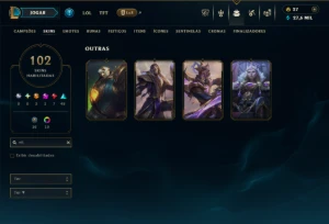 Ouro 4 com 105 Champs e 102 Skins ( JG / MID ) - League of Legends LOL