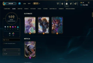Ouro 4 com 105 Champs e 102 Skins ( JG / MID ) - League of Legends LOL
