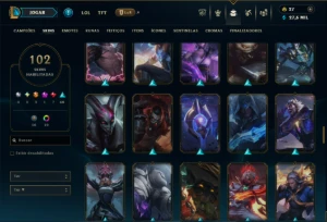 Ouro 4 com 105 Champs e 102 Skins ( JG / MID ) - League of Legends LOL