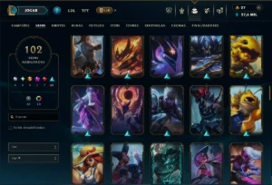 Ouro 4 com 105 Champs e 102 Skins ( JG / MID ) - League of Legends LOL