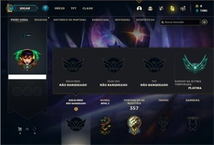 Conta unranked com 107 Champs e 53 Skins - League of Legends LOL
