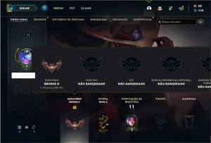 Conta bronze 2 com 25 Champs e 7 Skins + 1 Fragmento de skin - League of Legends LOL