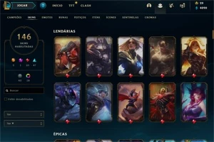 Conta lol nv 320, 146 skins (43 lagadas), 18 cromas - League of Legends