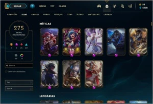 CONTA DIMANTE IV, 275 SKINS - League of Legends LOL