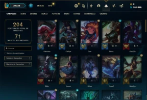 Conta Platina 4 com 70 Champs e 53 Skins + 1 Prestigios - League of Legends LOL