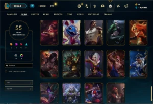 Conta Platina 4 com 70 Champs e 53 Skins + 1 Prestigios - League of Legends LOL