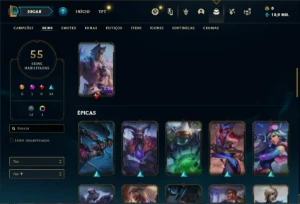 Conta Platina 4 com 70 Champs e 53 Skins + 1 Prestigios - League of Legends LOL