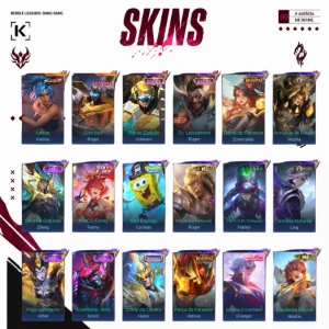 Conta Mlbb | Lv 70 | Kof Karina |130 Heróis | 194 Skins | - Mobile Legends